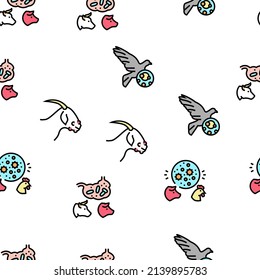 Pet Disease Ill Health Problem Vector Seamless Pattern Thin Line Illustration