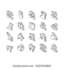 Pet Disease Ill Health Problem isometric icons set. Salmonellosis And Tapeworm, Psittacosis And Sarcoptic Mange, Leptospirosis And Streptococcues Pet Disease Line. Domestic Animal Color .