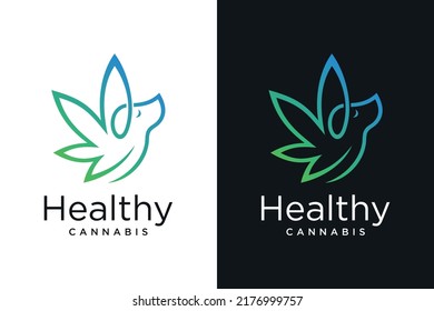 Pet Dispensary Logo With Cannabis Leaf Concept