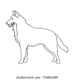 A pet, a dog with a ball in his teeth, a German shepherd. Pet ,dog care single icon in outline style vector symbol stock illustration web.