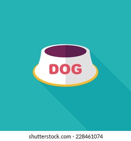 Pet dog bowl flat icon with long shadow,eps10