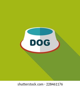 Pet Dog Bowl Flat Icon With Long Shadow,eps10