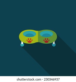 Pet dog bowl flat icon with long shadow,eps10