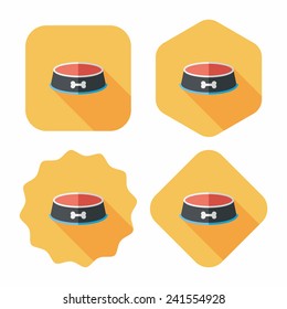 Pet dog bowl flat icon with long shadow,eps10