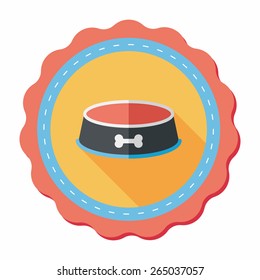 Pet dog bowl flat icon with long shadow,eps10