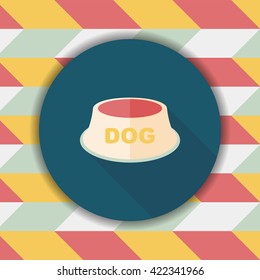 Pet dog bowl flat icon with long shadow,eps10