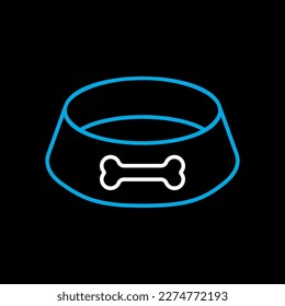 Pet dog bowl vector icon on black background. Pet animal sign. Graph symbol for pet and veterinary web site and apps design, logo, app, UI