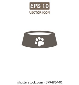 Pet Dog Bowl  Vector Icon.  