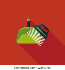 Pet dog broom flat icon with long shadow,eps10