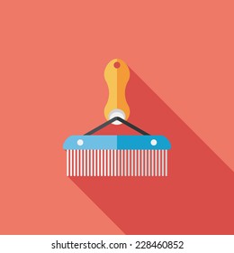 Pet dog brush flat icon with long shadow,eps10