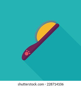 Pet dog brush flat icon with long shadow,eps10