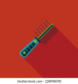 Pet dog brush flat icon with long shadow,eps10