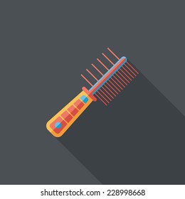 Pet dog brush flat icon with long shadow,eps10