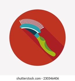 Pet dog brush flat icon with long shadow,eps10