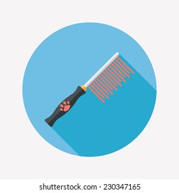 Pet dog brush flat icon with long shadow,eps10