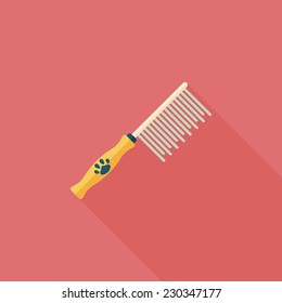 Pet dog brush flat icon with long shadow,eps10