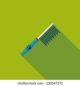 Pet dog brush flat icon with long shadow,eps10