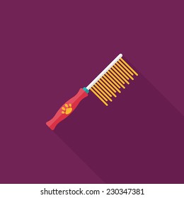 Pet dog brush flat icon with long shadow,eps10