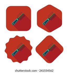 Pet dog brush flat icon with long shadow,eps10