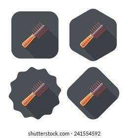Pet dog brush flat icon with long shadow,eps10