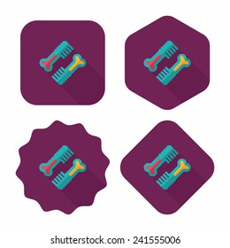 Pet dog brush flat icon with long shadow,eps10
