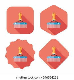 Pet dog brush flat icon with long shadow,eps10