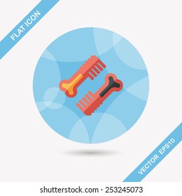 Pet dog brush flat icon with long shadow,eps10