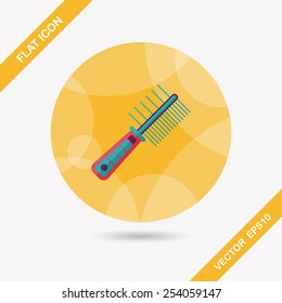 Pet dog brush flat icon with long shadow,eps10