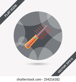 Pet dog brush flat icon with long shadow,eps10