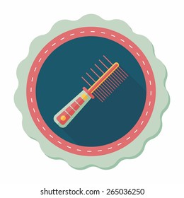 Pet dog brush flat icon with long shadow,eps10
