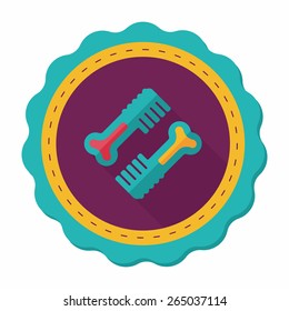 Pet dog brush flat icon with long shadow,eps10