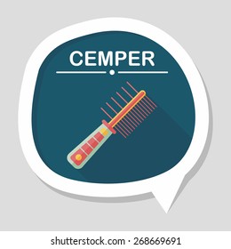 Pet dog brush flat icon with long shadow,eps10