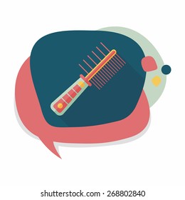 Pet dog brush flat icon with long shadow,eps10