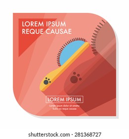 Pet dog brush flat icon with long shadow,eps10