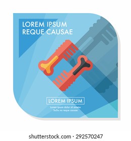Pet dog brush flat icon with long shadow,eps10