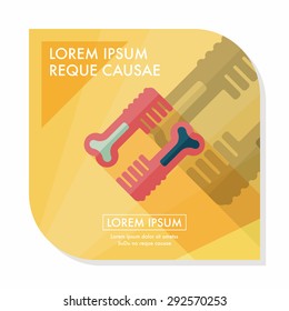 Pet dog brush flat icon with long shadow,eps10