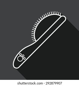 Pet dog brush flat icon with long shadow,eps10