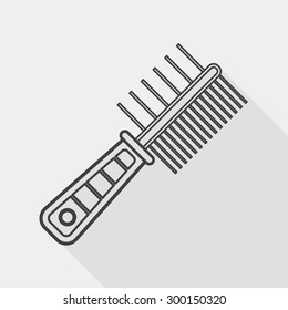 Pet dog brush flat icon with long shadow, line icon