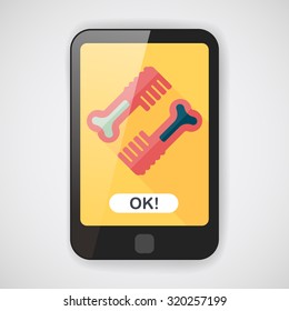 Pet dog brush flat icon with long shadow,eps10
