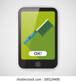 Pet dog brush flat icon with long shadow,eps10