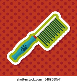 Pet dog brush flat icon with long shadow,eps10