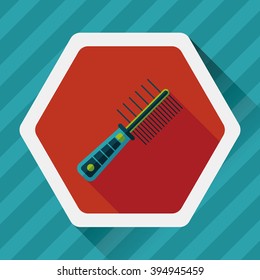 Pet dog brush flat icon with long shadow,eps10