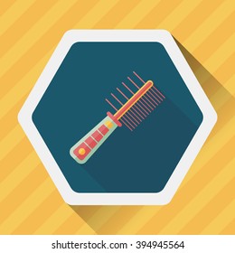 Pet dog brush flat icon with long shadow,eps10