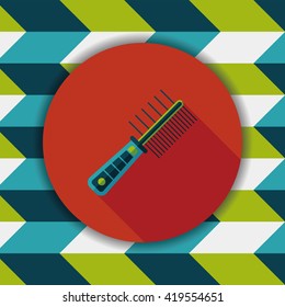 Pet dog brush flat icon with long shadow,eps10