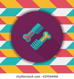 Pet dog brush flat icon with long shadow,eps10