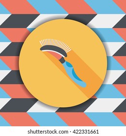 Pet dog brush flat icon with long shadow,eps10