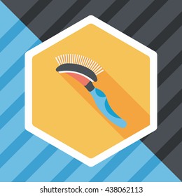 Pet dog brush flat icon with long shadow,eps10