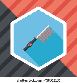Pet dog brush flat icon with long shadow,eps10