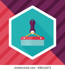Pet dog brush flat icon with long shadow,eps10