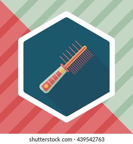 Pet dog brush flat icon with long shadow,eps10